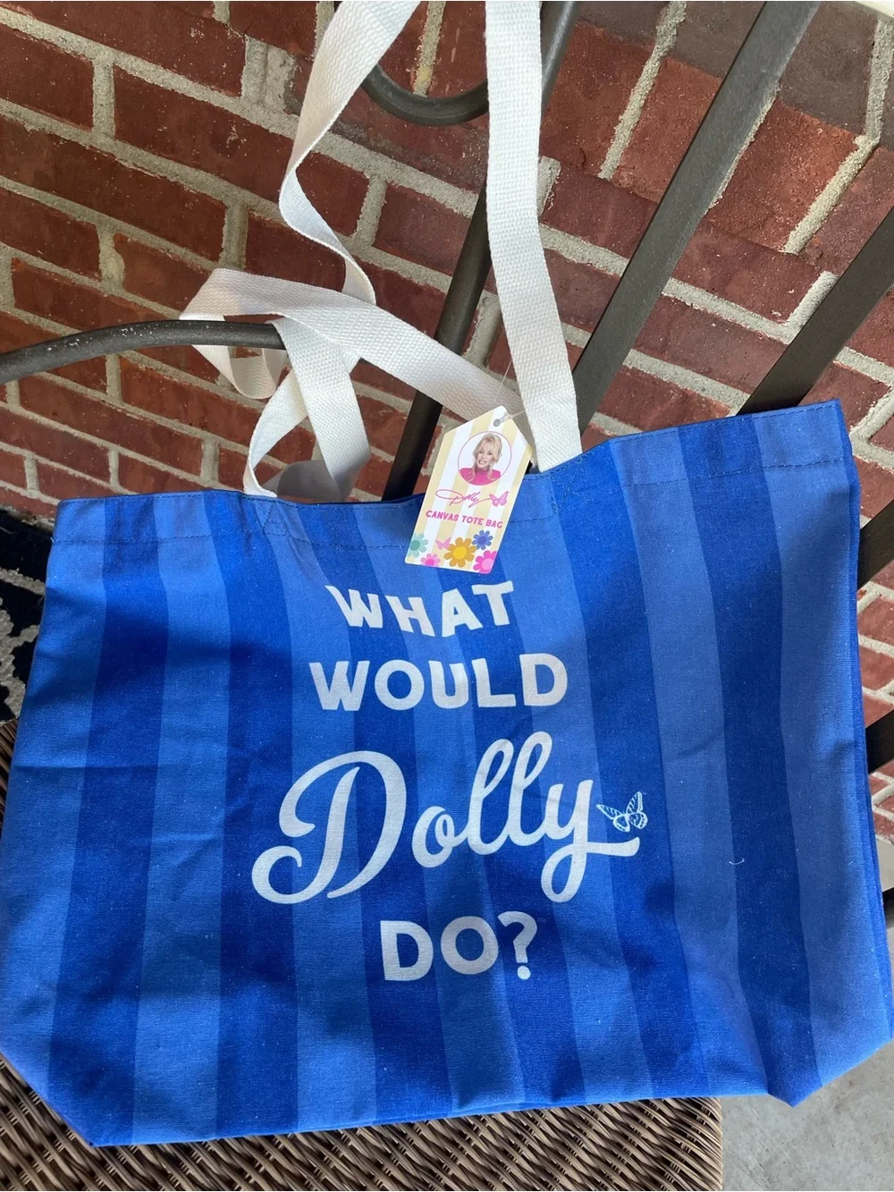 Blue 'What Would Dolly Do?' Canvas Tote Bag by Dolly